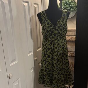 Floral Green and Black Women's Dress